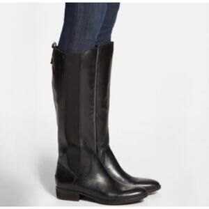 Sam Edelman Paradox 6.5 Black Leather Pull On Knee High Riding Boots Slip On